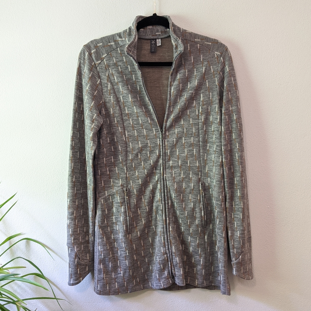NWOT Ibex "Juliet" L grey merino full zip jacket